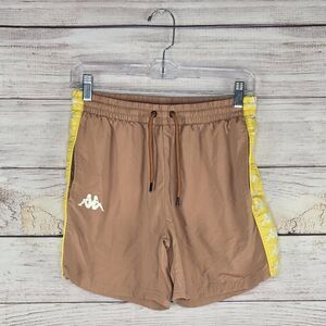 Men's Kappa Swim Shorts Banda Coney Brown Yellow Medium Activewear Y2K Board